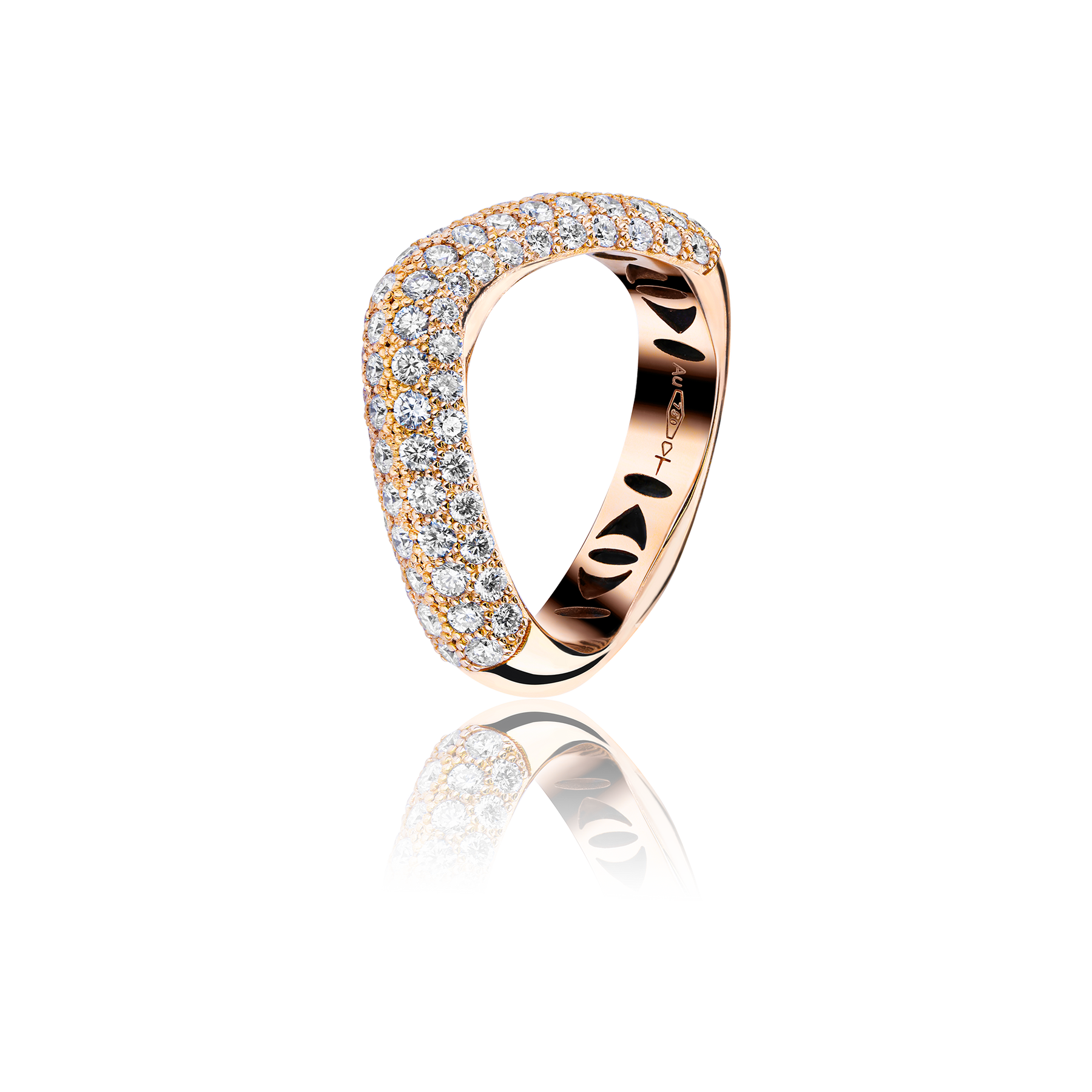 GHOST SHIFT RING HALF PAVED HALF GLOSSY