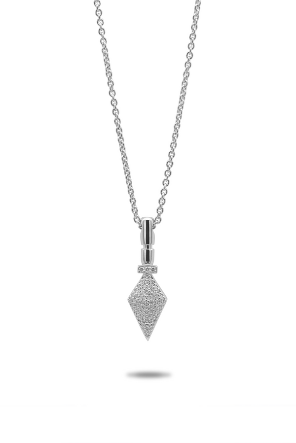 White gold arrow necklace with diamonds