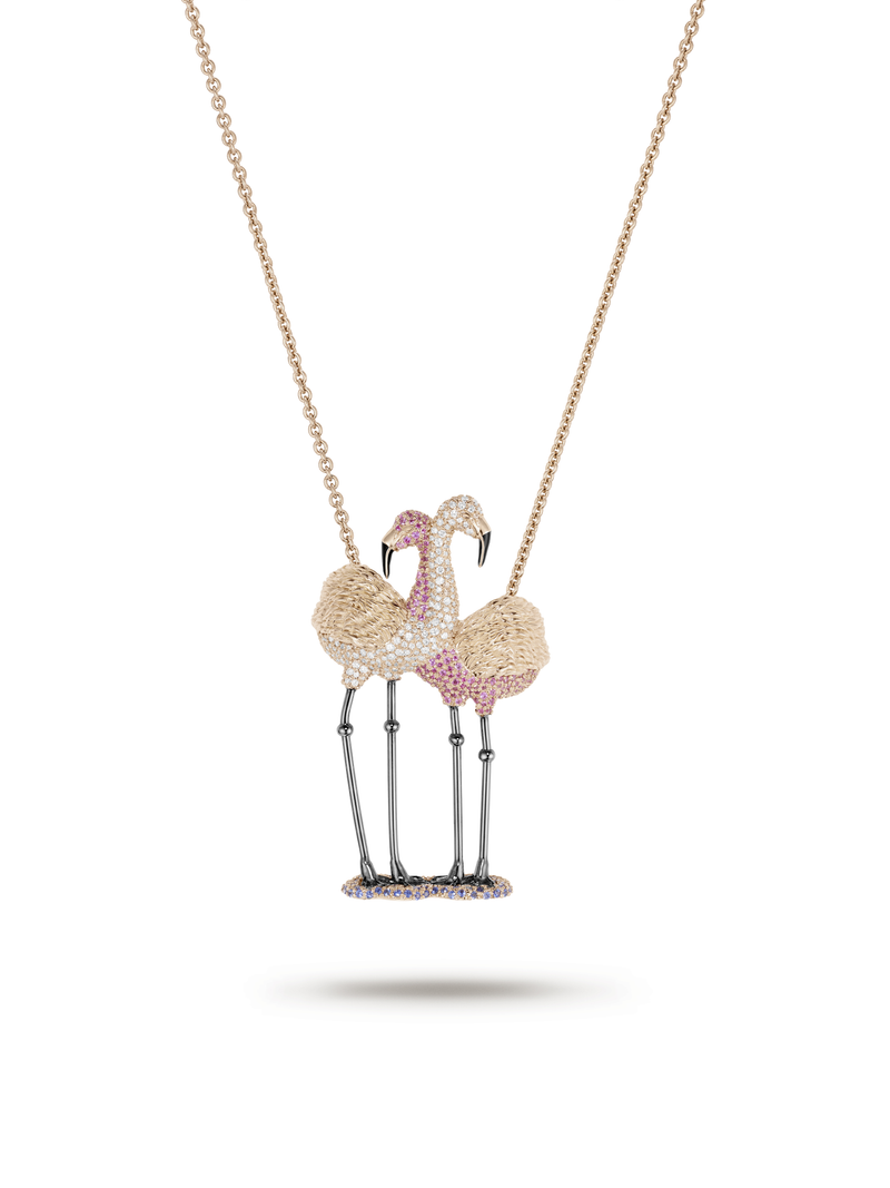 FLAMINGOS SCARF RING AND NECKLACE